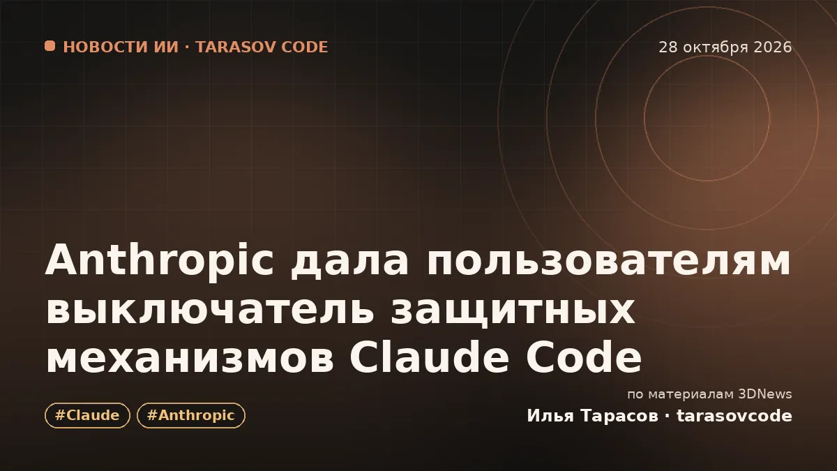 Anthropic дала пользователям выключатель защитных механизмов Claude Code
