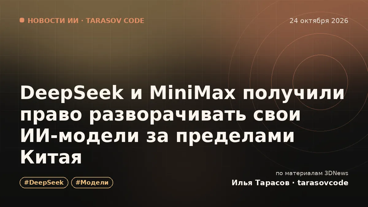 DeepSeek и MiniMax получили право разворачивать свои ИИ-модели за пределами Китая