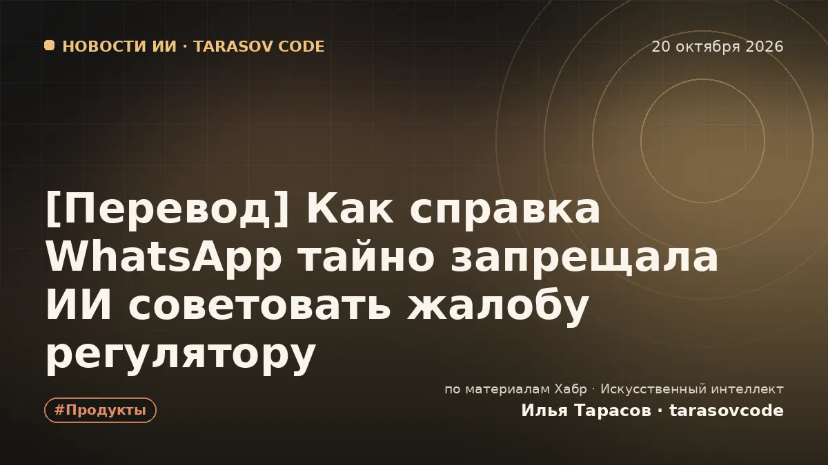 [Перевод] Как справка WhatsApp тайно запрещала ИИ советовать жалобу регулятору
