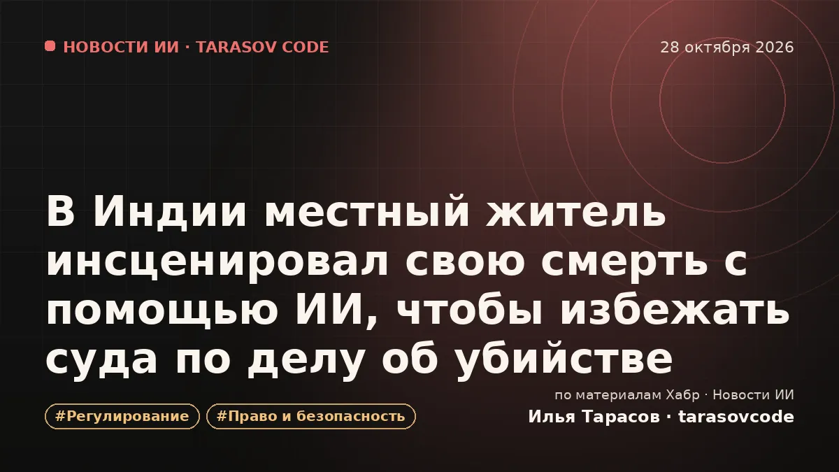В Индии местный житель инсценировал свою смерть с помощью ИИ, чтобы избежать суда по делу об убийстве