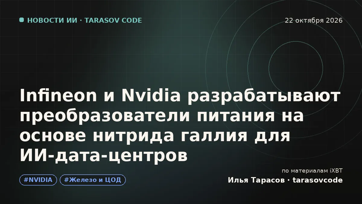 Infineon и Nvidia разрабатывают преобразователи питания на основе нитрида галлия для ИИ-дата-центров