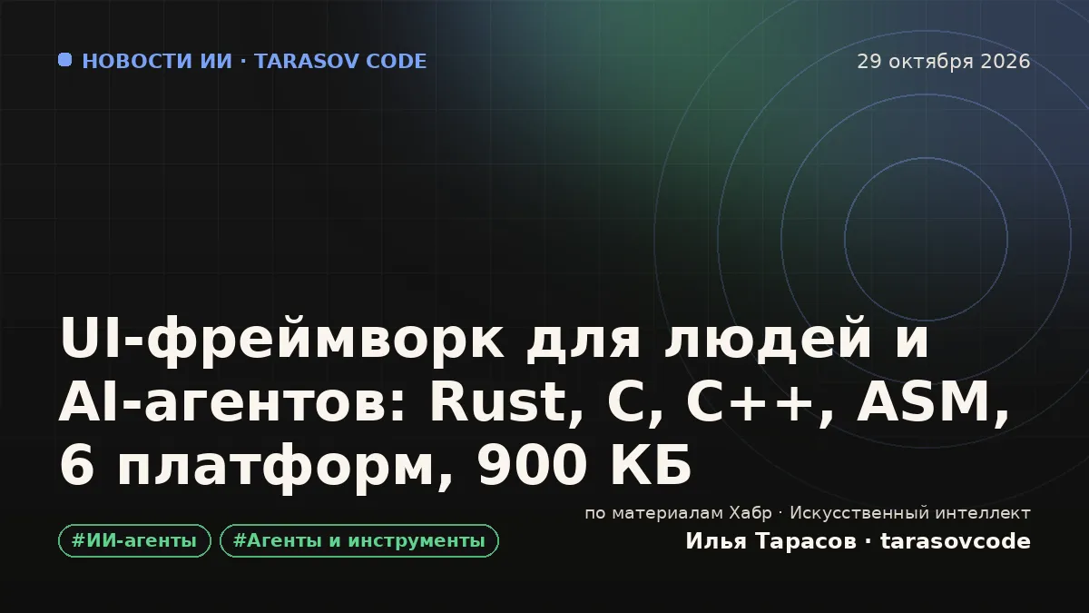 UI-фреймворк для людей и AI-агентов: Rust, C, C++, ASM, 6 платформ, 900 КБ