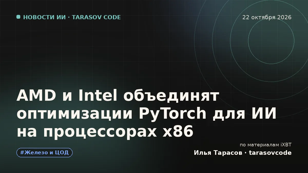 AMD и Intel объединят оптимизации PyTorch для ИИ на процессорах x86