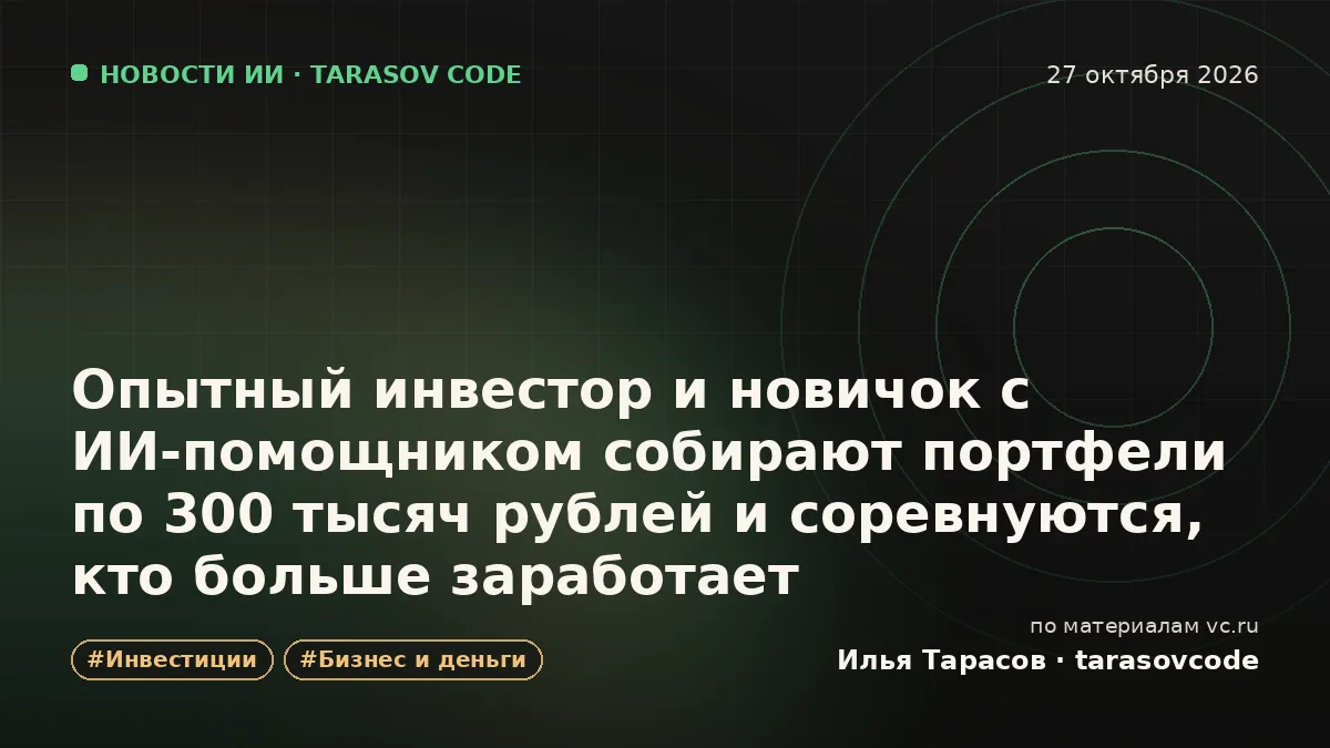 Опытный инвестор и новичок с ИИ-помощником собирают портфели по 300 тысяч рублей и соревнуются, кто больше заработает