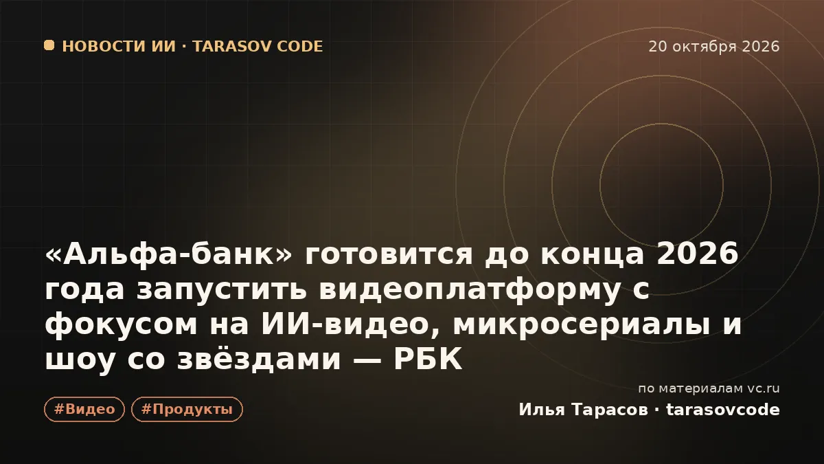 «Альфа-банк» готовится до конца 2026 года запустить видеоплатформу с фокусом на ИИ-видео, микросериалы и шоу со звёздами — РБК