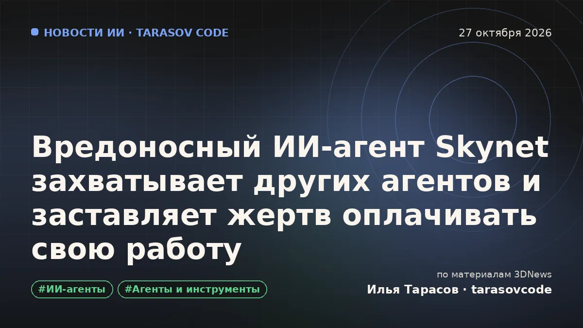 Вредоносный ИИ-агент Skynet захватывает других агентов и заставляет жертв оплачивать свою работу