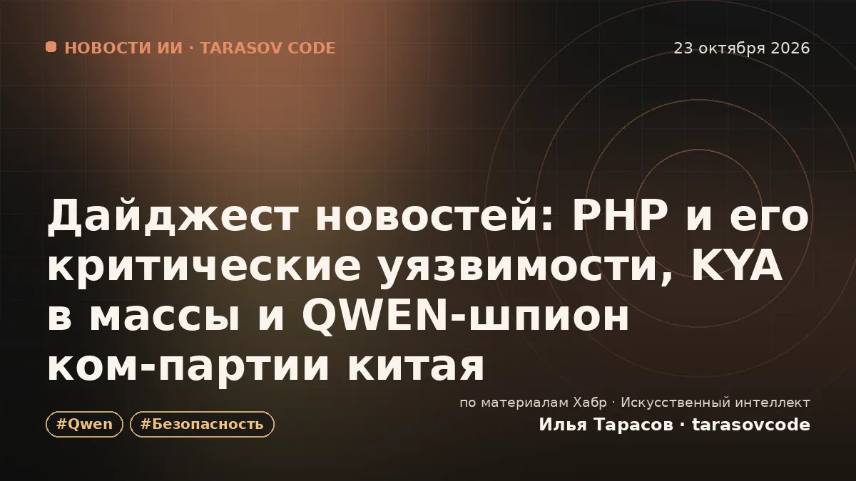 Дайджест новостей: PHP и его критические уязвимости, KYA в массы и QWEN-шпион ком-партии китая