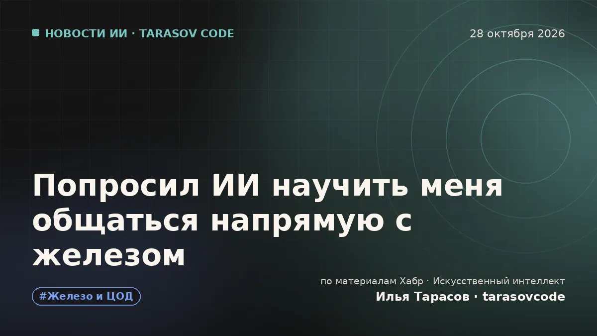 Попросил ИИ научить меня общаться напрямую с железом