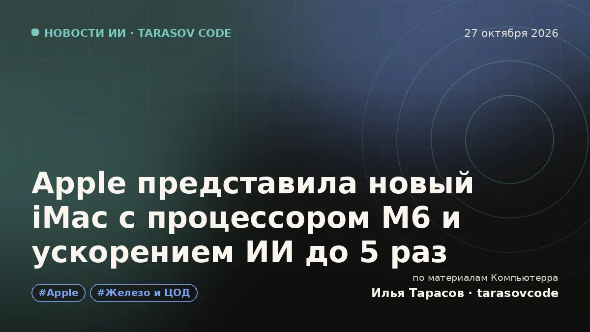 Apple представила новый iMac с процессором M6 и ускорением ИИ до 5 раз