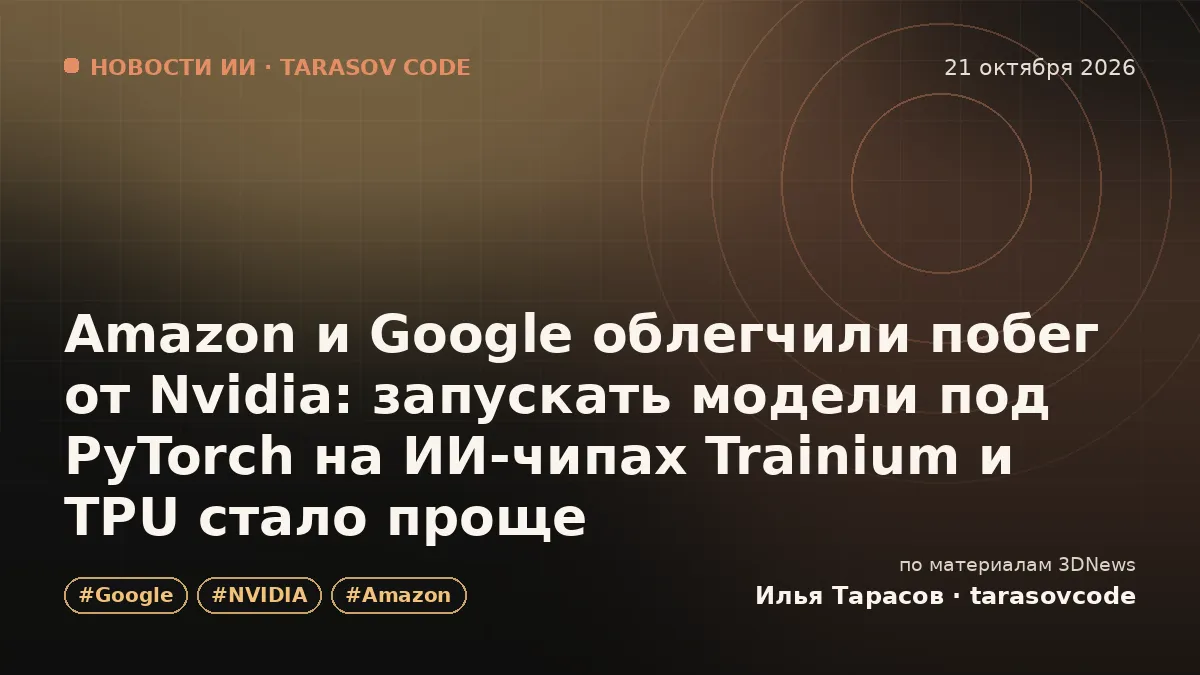 Amazon и Google облегчили побег от Nvidia: запускать модели под PyTorch на ИИ-чипах Trainium и TPU стало проще
