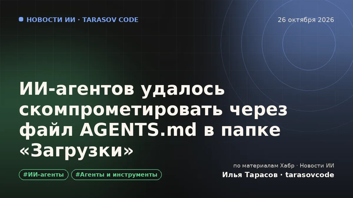 ИИ‑агентов удалось скомпрометировать через файл AGENTS.md в папке «Загрузки»