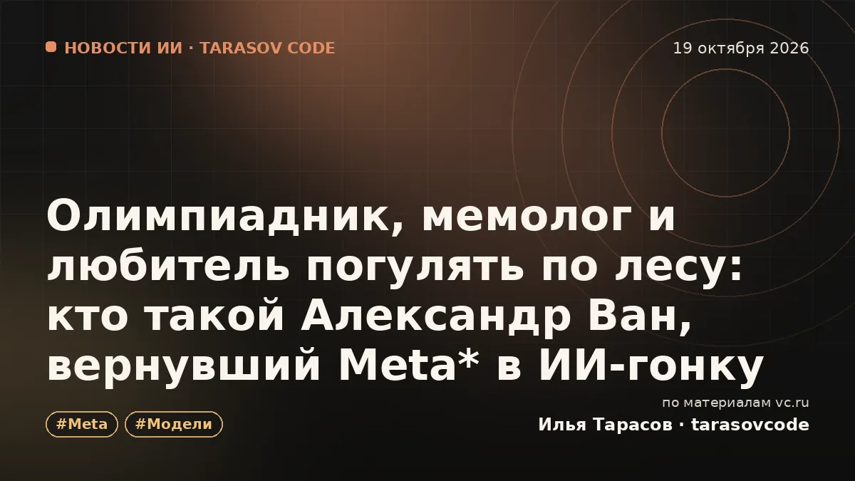 Олимпиадник, мемолог и любитель погулять по лесу: кто такой Александр Ван, вернувший Meta* в ИИ-гонку