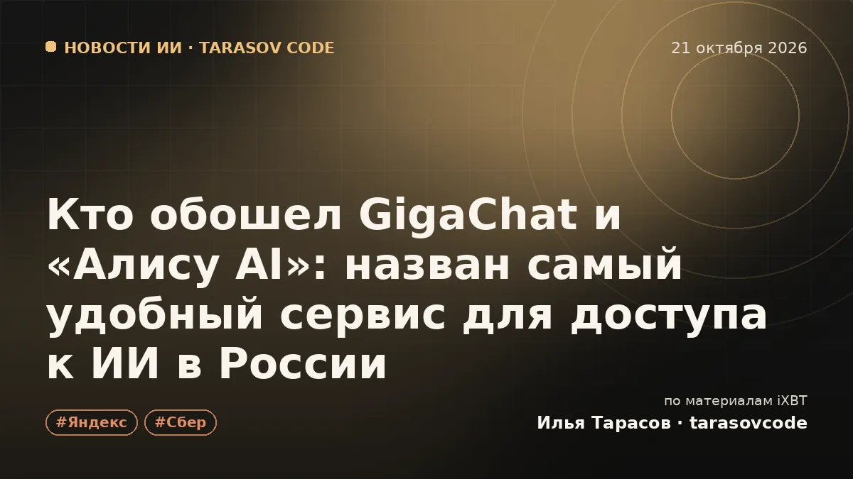 Кто обошел GigaChat и «Алису AI»: назван самый удобный сервис для доступа к ИИ в России