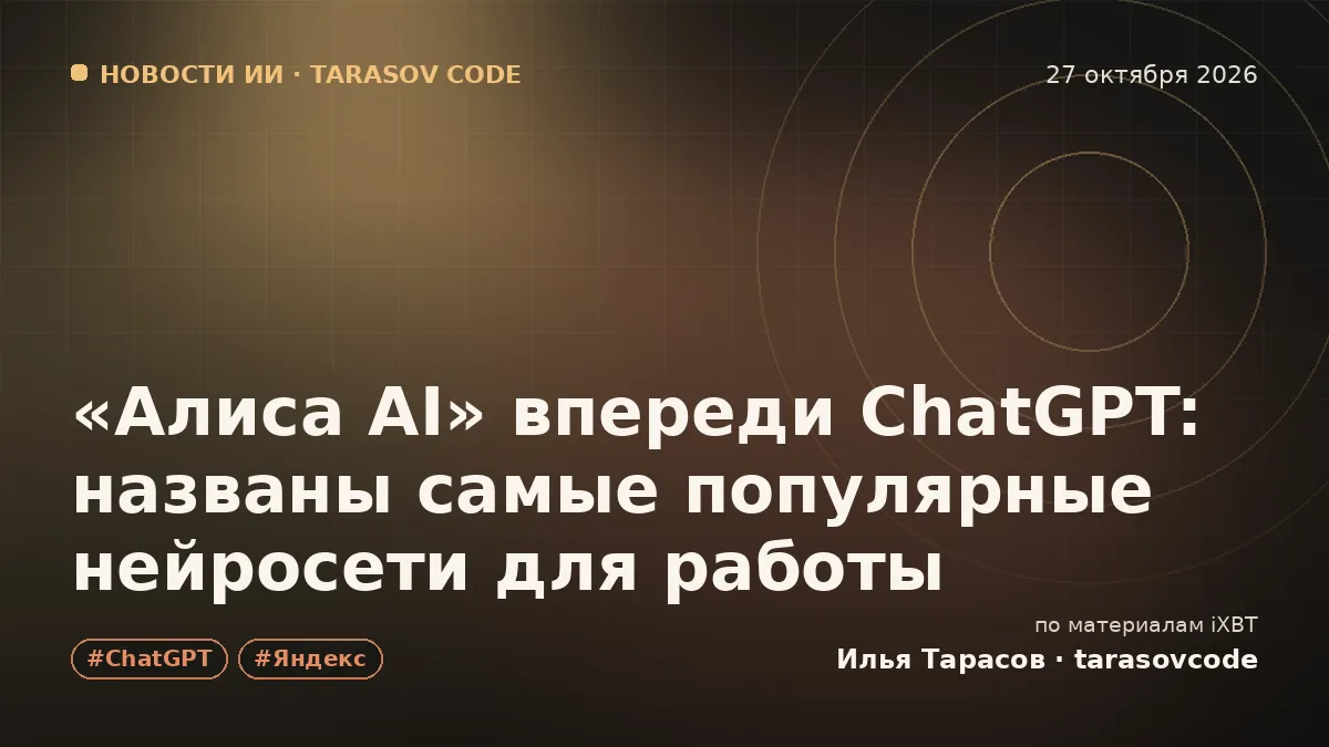 «Алиса AI» впереди ChatGPT: названы самые популярные нейросети для работы