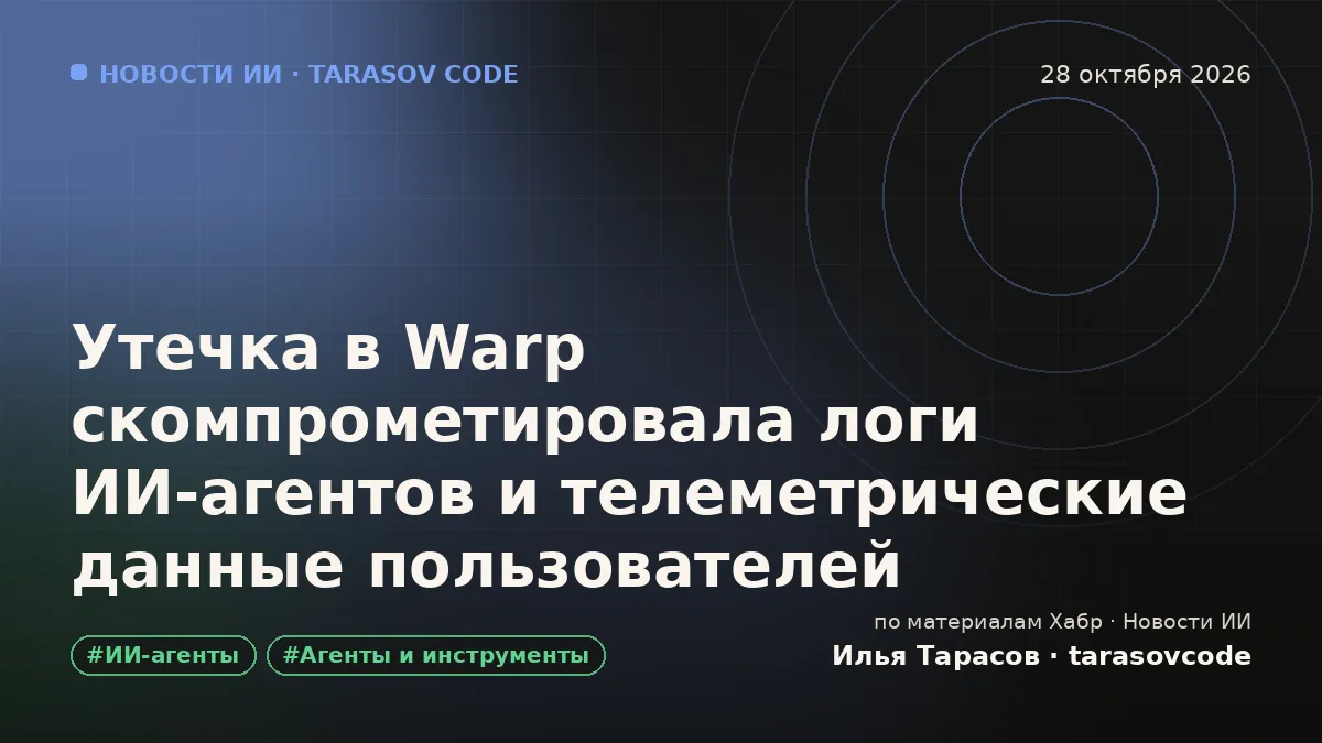 Утечка в Warp скомпрометировала логи ИИ‑агентов и телеметрические данные пользователей