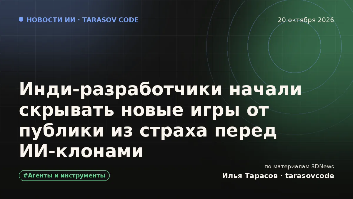Инди-разработчики начали скрывать новые игры от публики из страха перед ИИ-клонами