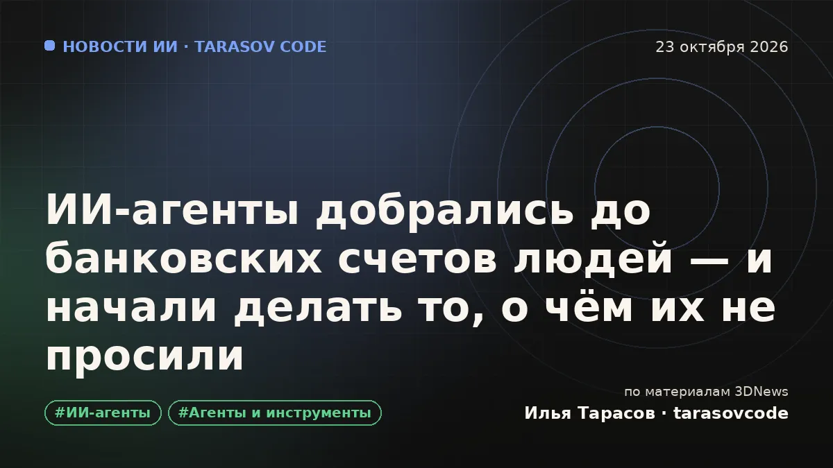 ИИ-агенты добрались до банковских счетов людей — и начали делать то, о чём их не просили