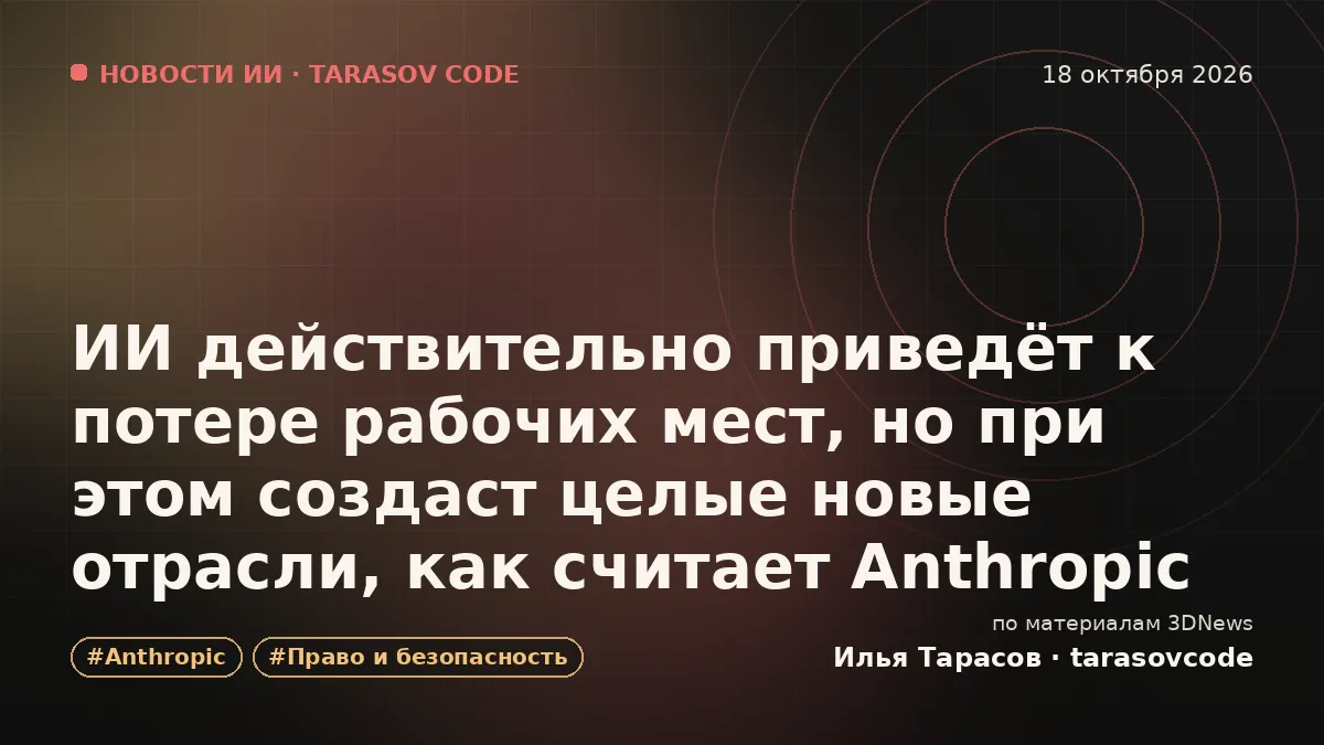 ИИ действительно приведёт к потере рабочих мест, но при этом создаст целые новые отрасли, как считает Anthropic