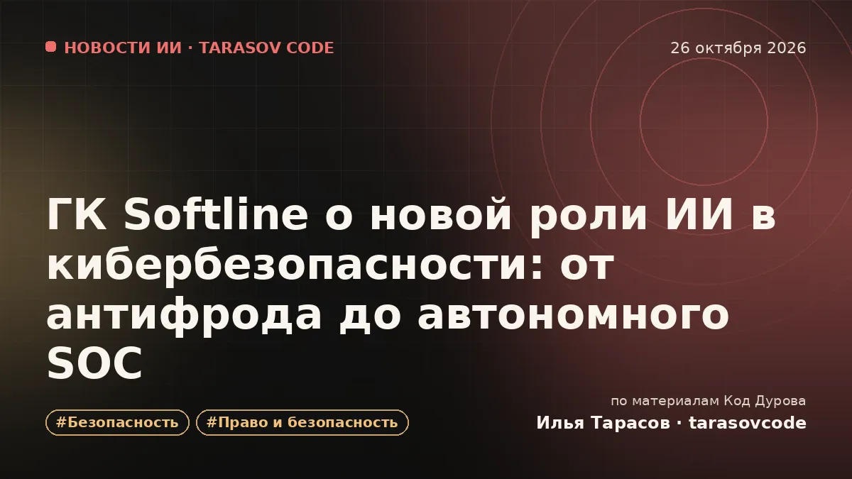 ГК Softline о новой роли ИИ в кибербезопасности: от антифрода до автономного SOC