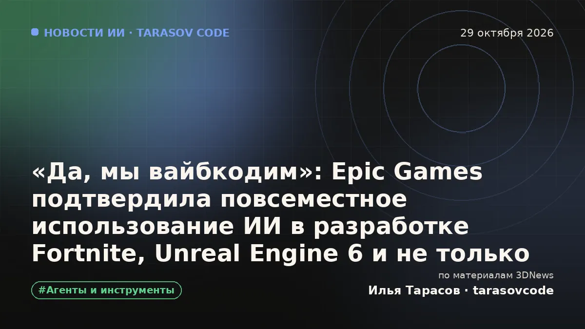 «Да, мы вайбкодим»: Epic Games подтвердила повсеместное использование ИИ в разработке Fortnite, Unreal Engine 6 и не только