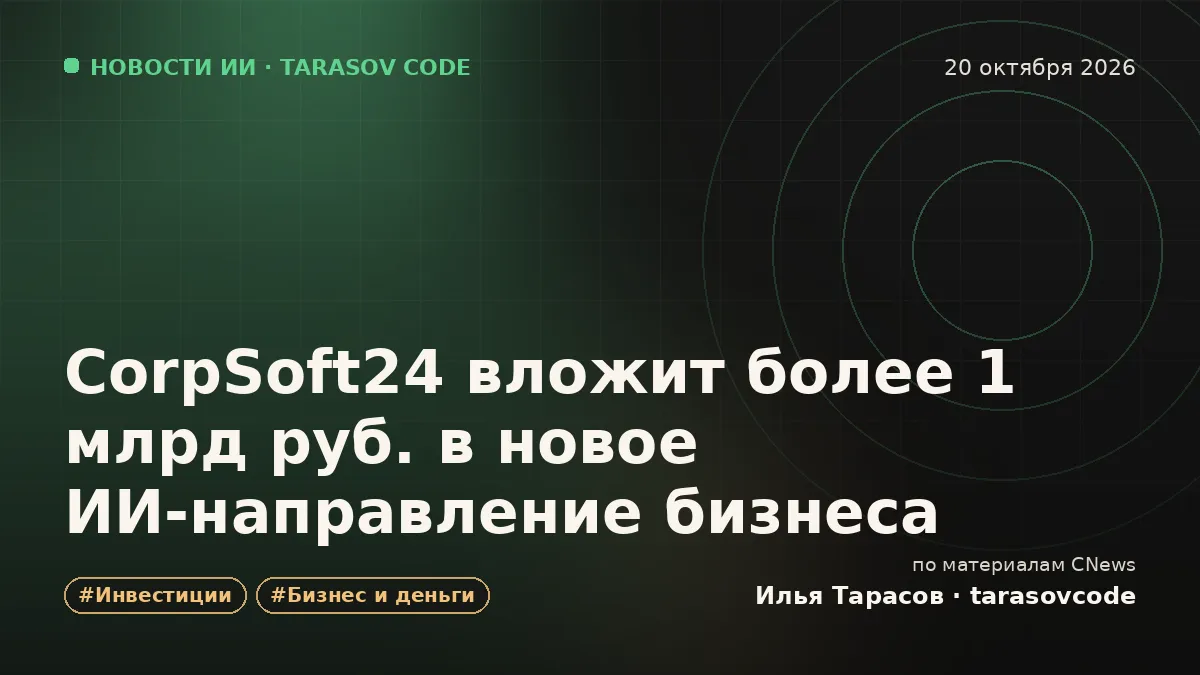 CorpSoft24 вложит более 1 млрд руб. в новое ИИ-направление бизнеса