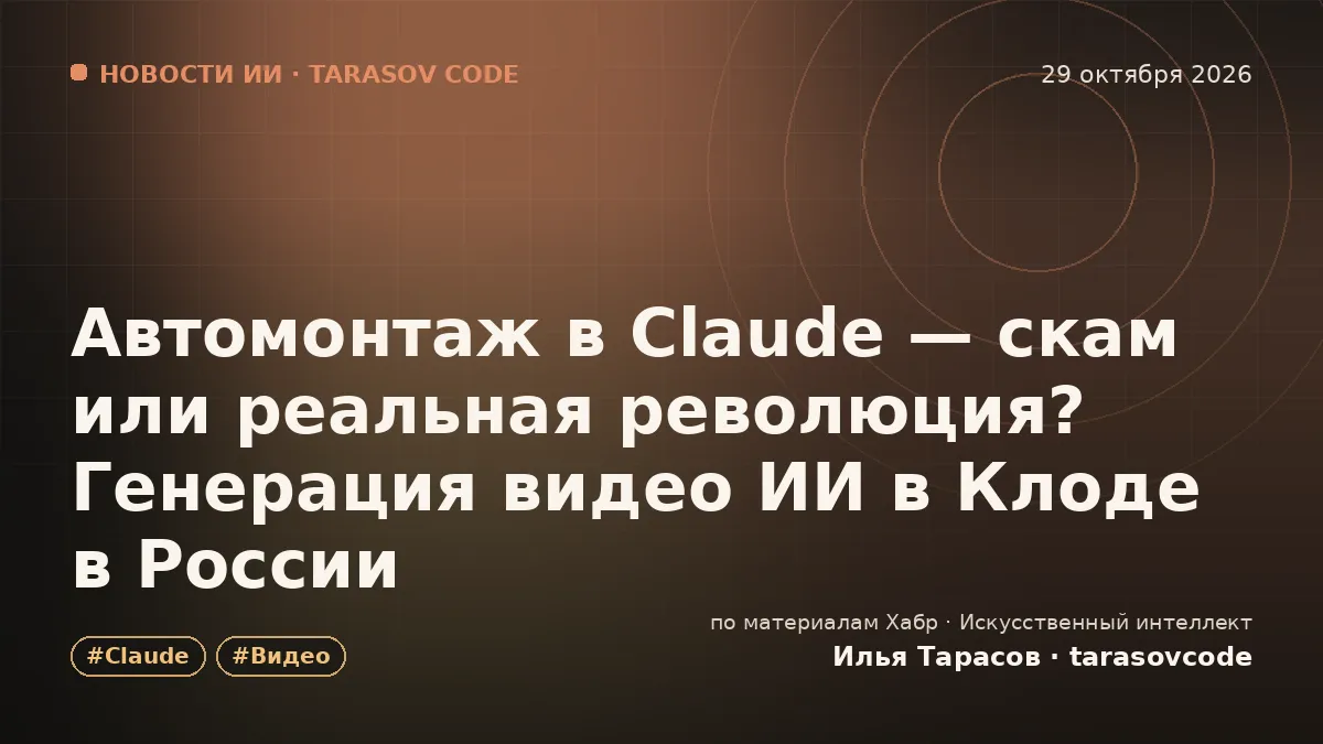 Автомонтаж в Claude — скам или реальная революция? Генерация видео ИИ в Клоде в России