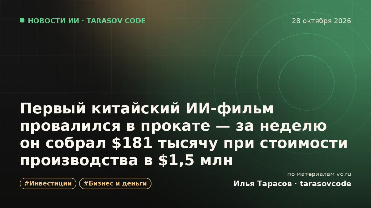 Первый китайский ИИ-фильм провалился в прокате — за неделю он собрал $181 тысячу при стоимости производства в $1,5 млн