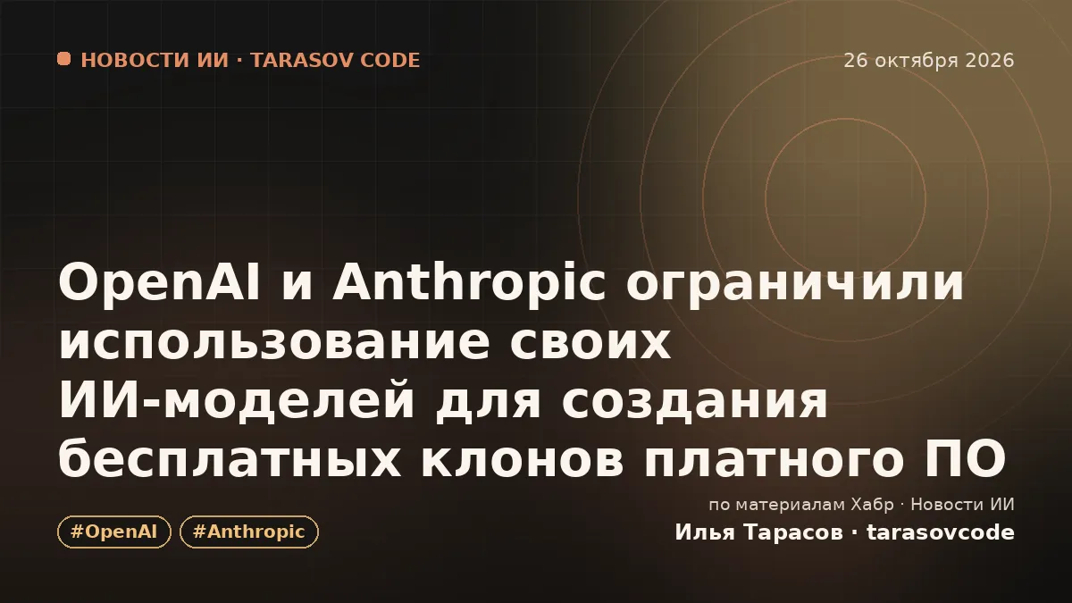 OpenAI и Anthropic ограничили использование своих ИИ-моделей для создания бесплатных клонов платного ПО