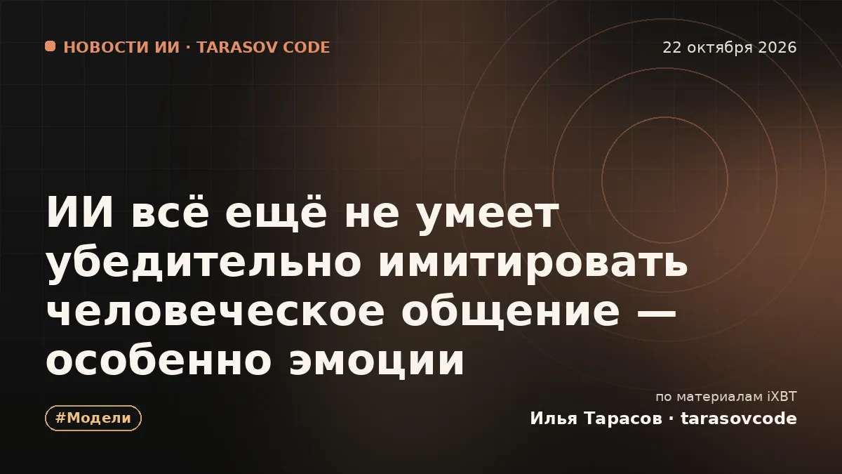 ИИ всё ещё не умеет убедительно имитировать человеческое общение — особенно эмоции