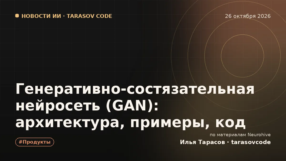 Генеративно-состязательная нейросеть (GAN): архитектура, примеры, код