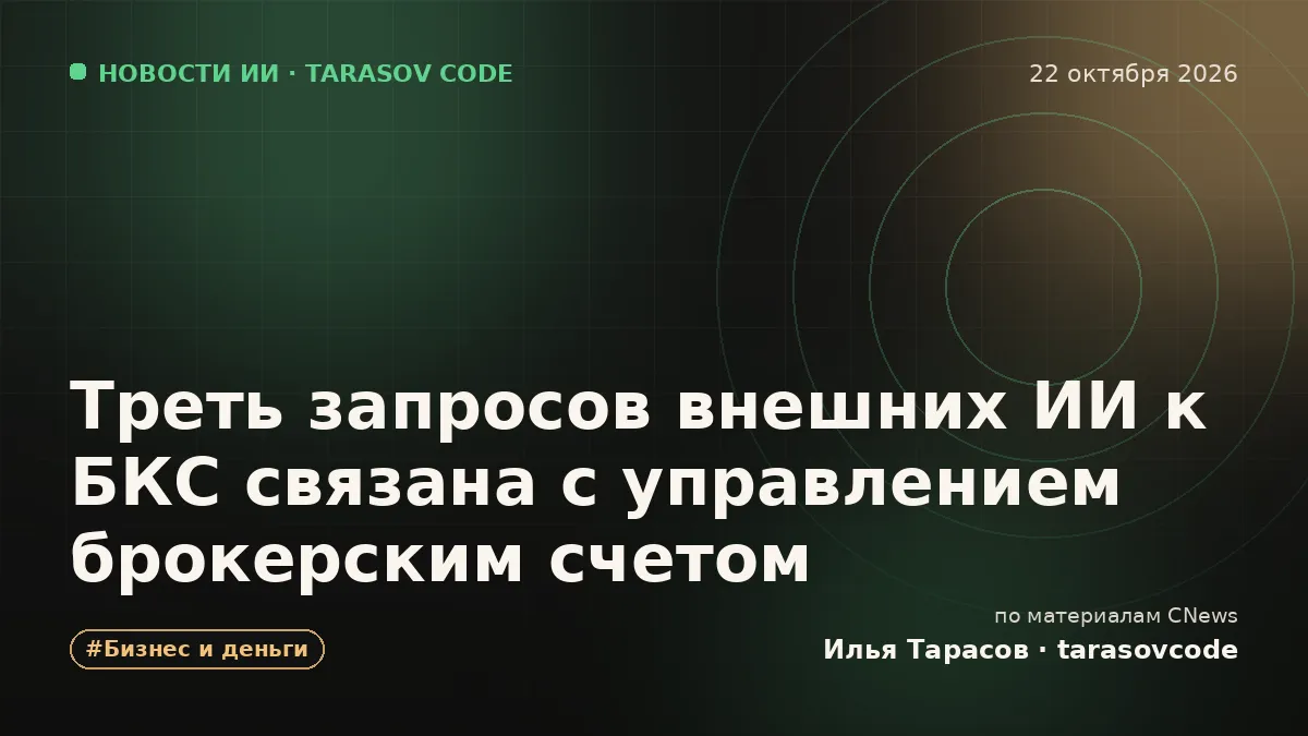 Треть запросов внешних ИИ к БКС связана с управлением брокерским счетом