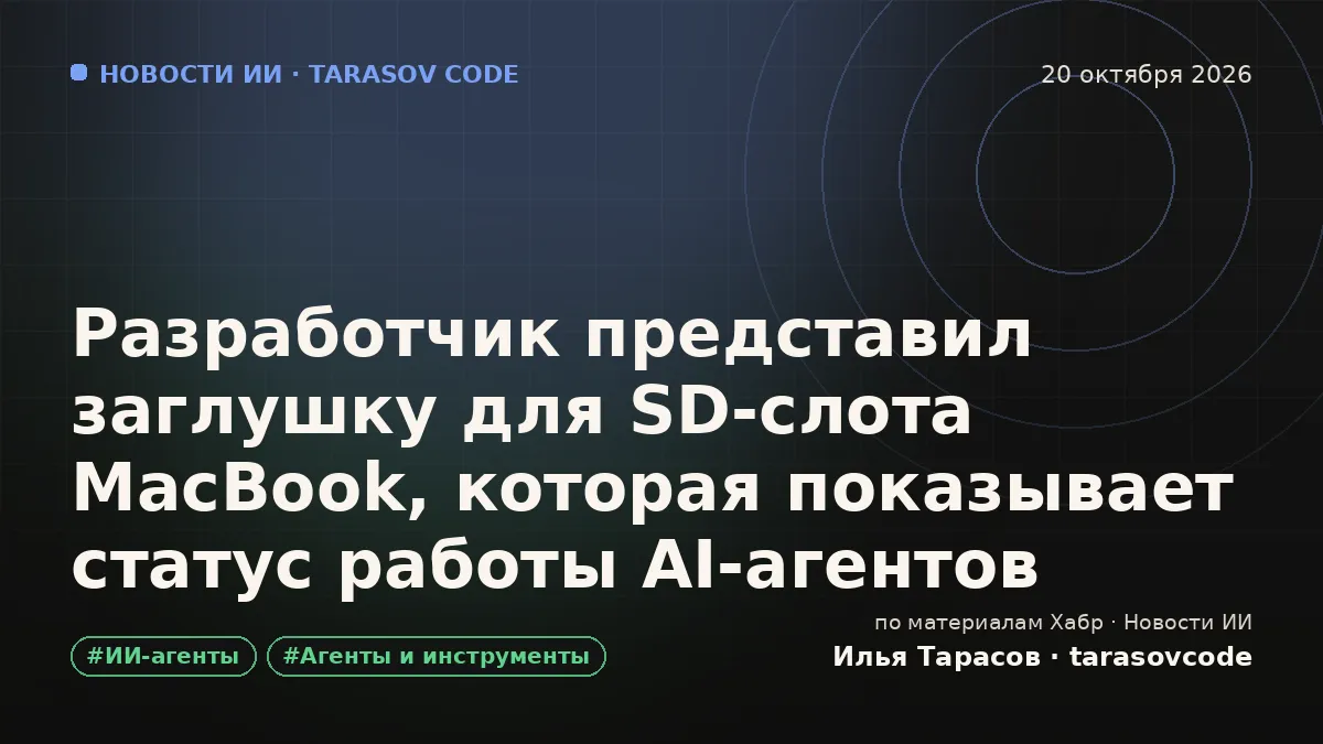 Разработчик представил заглушку для SD‑слота MacBook, которая показывает статус работы AI‑агентов