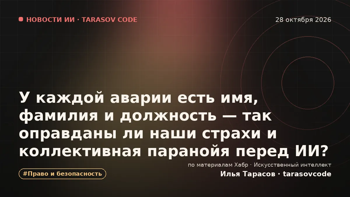 У каждой аварии есть имя, фамилия и должность — так оправданы ли наши страхи и коллективная паранойя перед ИИ?