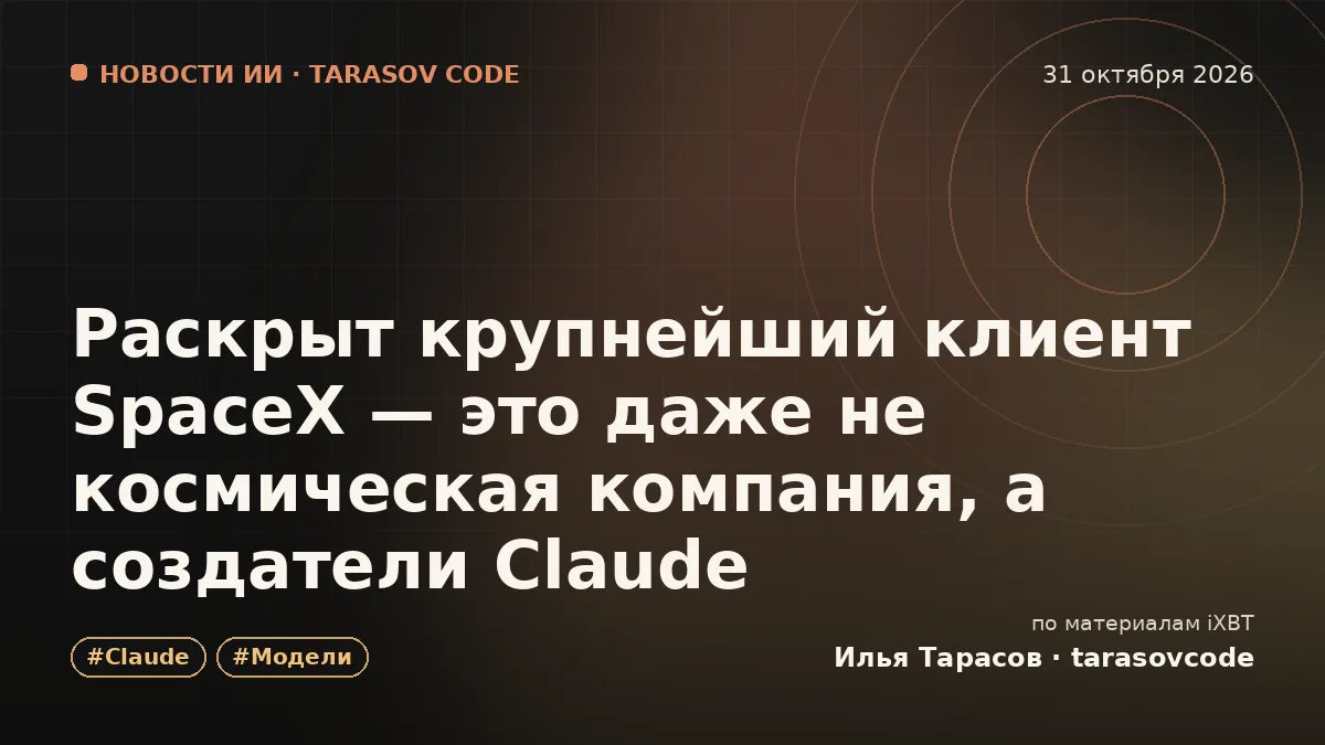 Раскрыт крупнейший клиент SpaceX — это даже не космическая компания, а создатели Claude