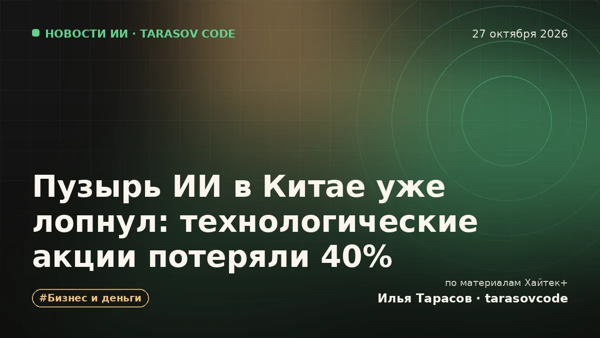 Пузырь ИИ в Китае уже лопнул: технологические акции потеряли 40%