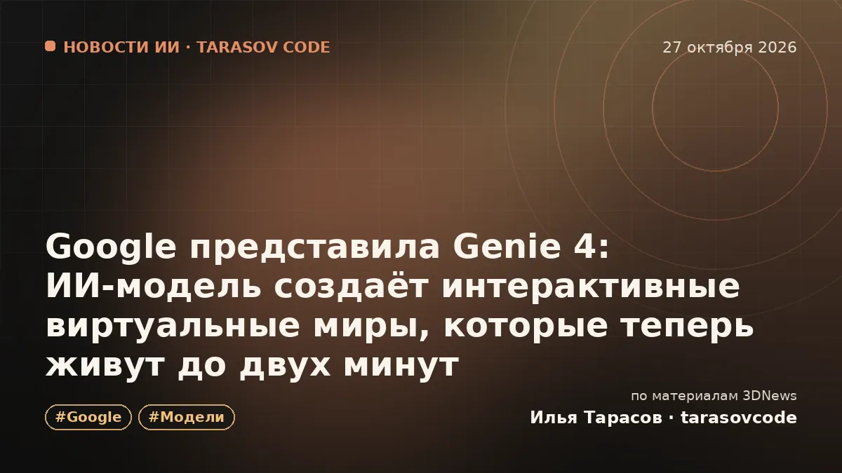 Google представила Genie 4: ИИ-модель создаёт интерактивные виртуальные миры, которые теперь живут до двух минут