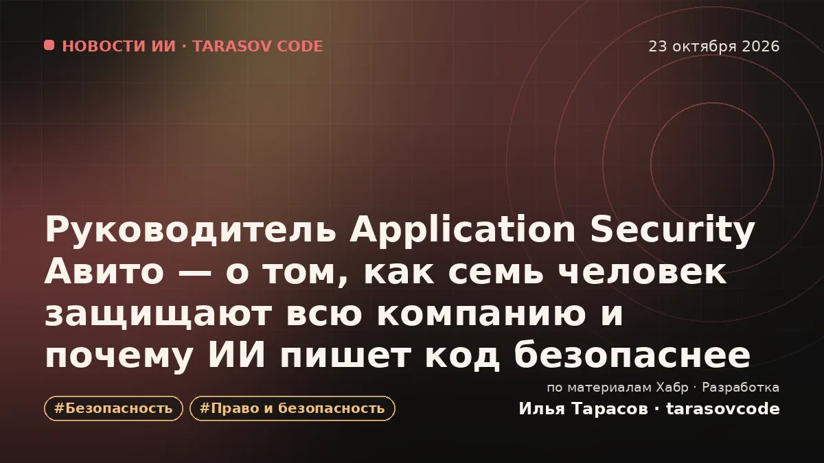 Руководитель Application Security Авито — о том, как семь человек защищают всю компанию и почему ИИ пишет код безопаснее