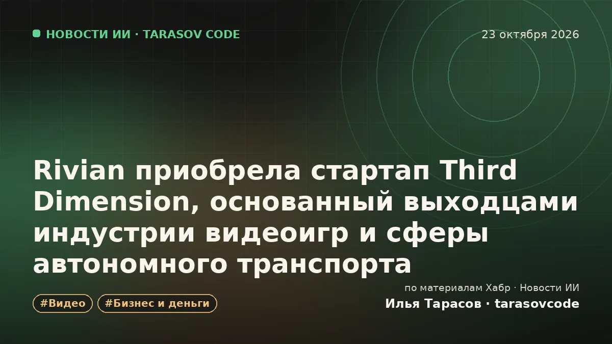 Rivian приобрела стартап Third Dimension, основанный выходцами индустрии видеоигр и сферы автономного транспорта