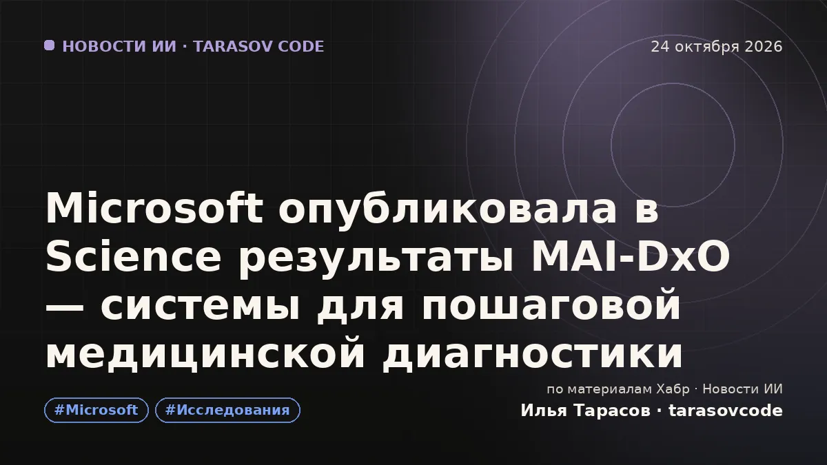 Microsoft опубликовала в Science результаты MAI-DxO — системы для пошаговой медицинской диагностики