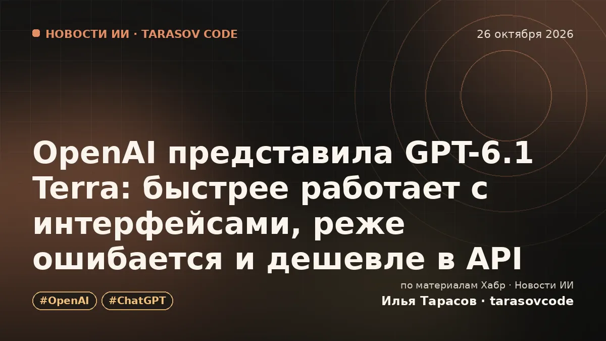 OpenAI представила GPT-6.1 Terra: быстрее работает с интерфейсами, реже ошибается и дешевле в API