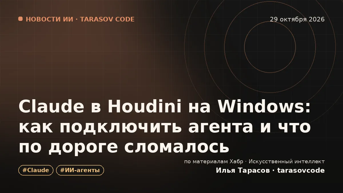 Claude в Houdini на Windows: как подключить агента и что по дороге сломалось