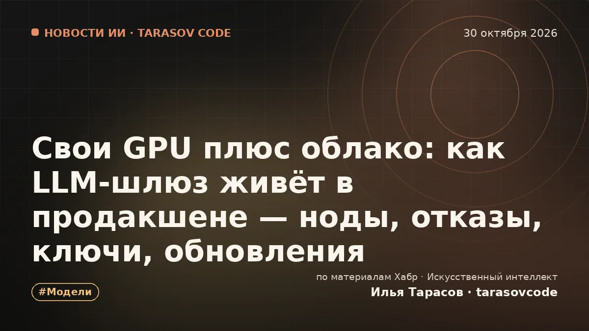 Свои GPU плюс облако: как LLM-шлюз живёт в продакшене — ноды, отказы, ключи, обновления
