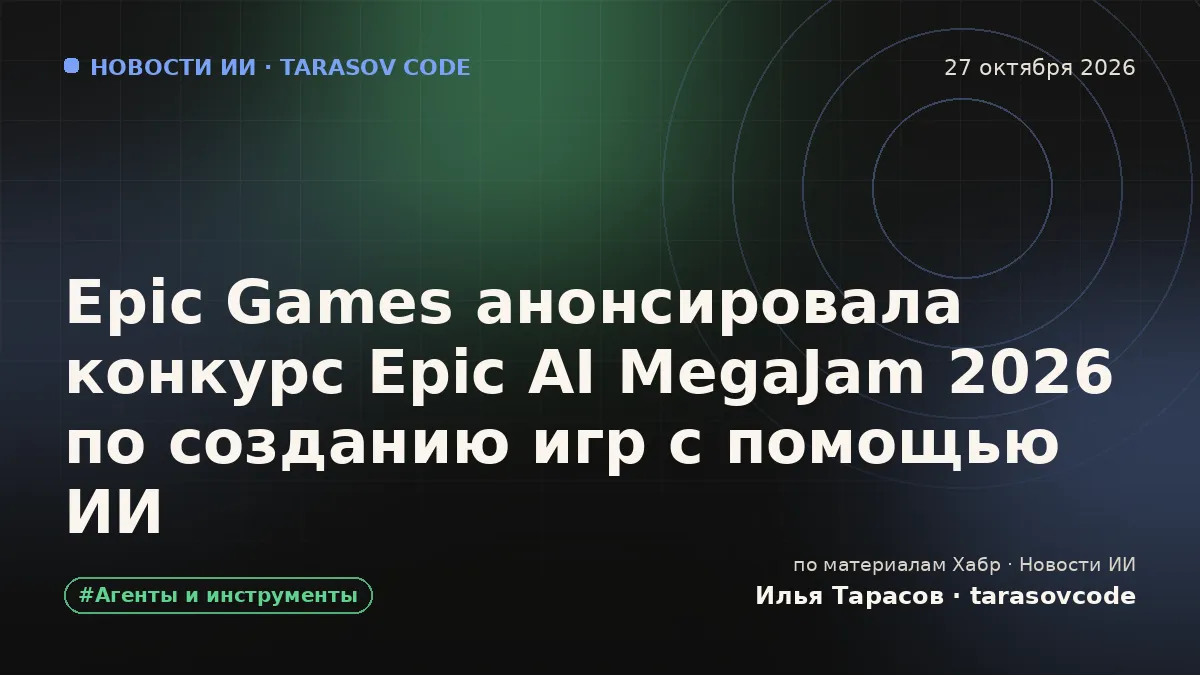 Epic Games анонсировала конкурс Epic AI MegaJam 2026 по созданию игр с помощью ИИ