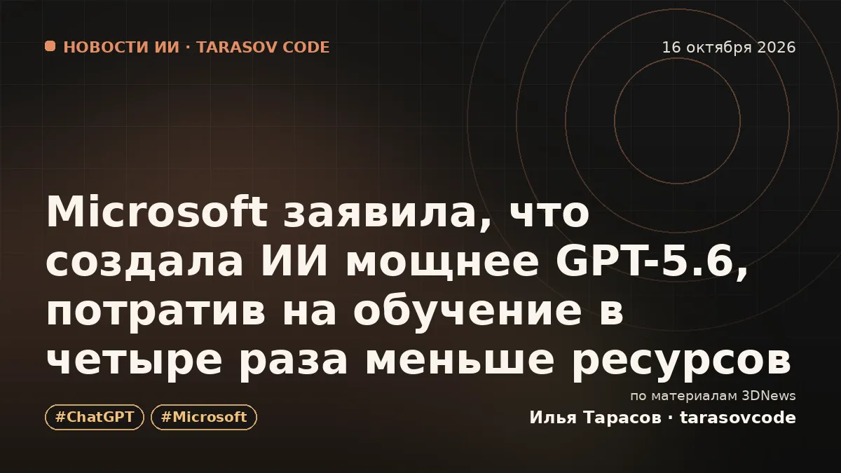 Microsoft заявила, что создала ИИ мощнее GPT-5.6, потратив на обучение в четыре раза меньше ресурсов