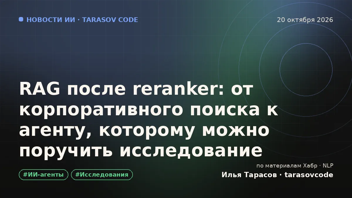 RAG после reranker: от корпоративного поиска к агенту, которому можно поручить исследование