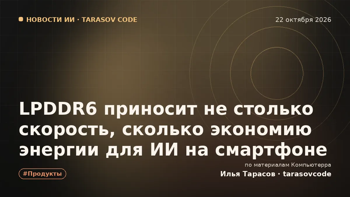 LPDDR6 приносит не столько скорость, сколько экономию энергии для ИИ на смартфоне