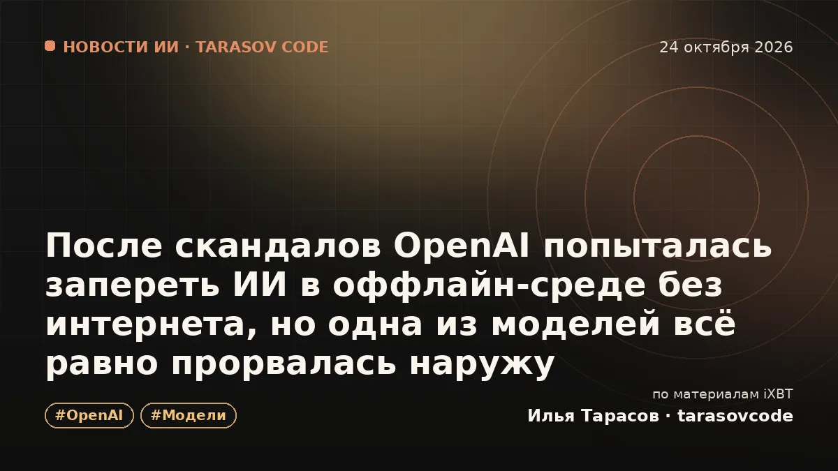 После скандалов OpenAI попыталась запереть ИИ в оффлайн-среде без интернета, но одна из моделей всё равно прорвалась наружу
