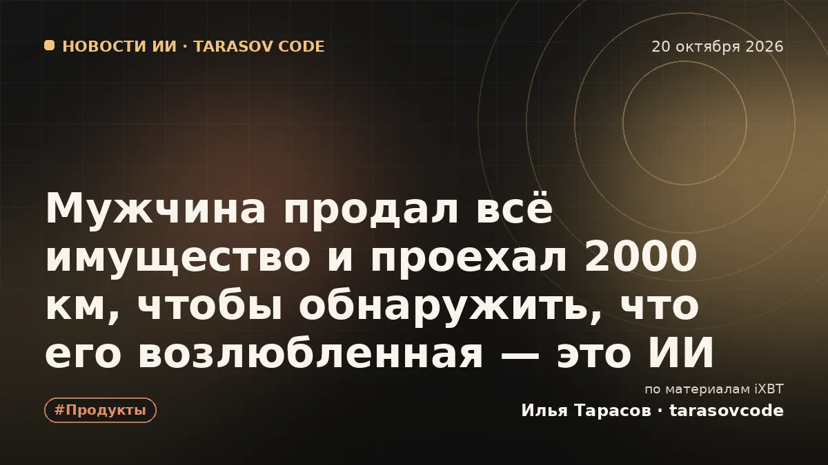 Мужчина продал всё имущество и проехал 2000 км, чтобы обнаружить, что его возлюбленная — это ИИ