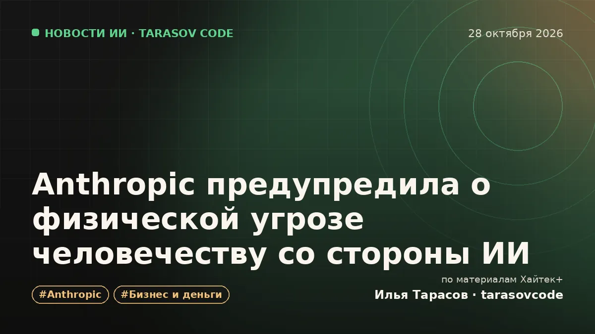 Anthropic предупредила о физической угрозе человечеству со стороны ИИ