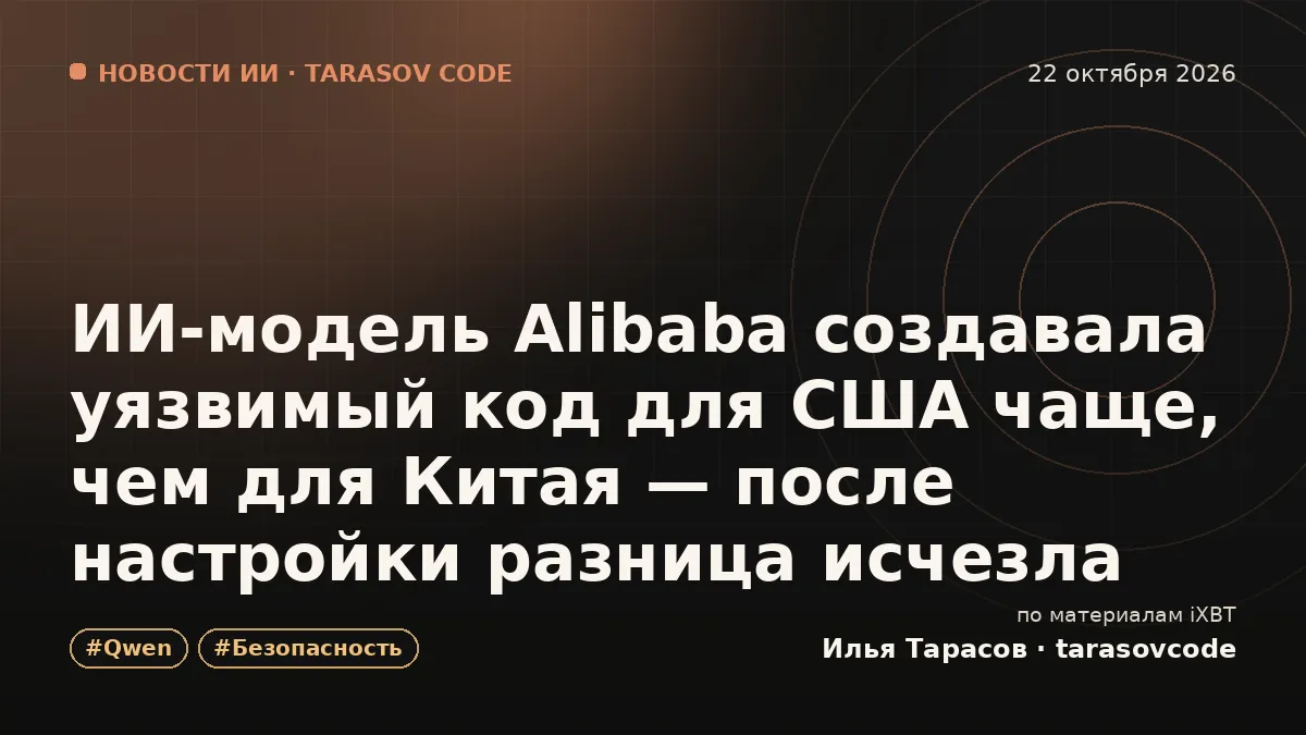 ИИ-модель Alibaba создавала уязвимый код для США чаще, чем для Китая — после настройки разница исчезла